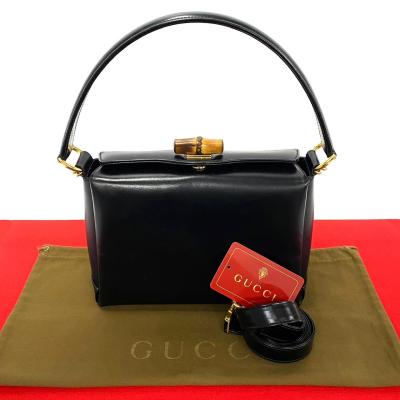GUCCI 極 美品 グッチ オールドグッチ ヴィンテージ バンブー レザー  