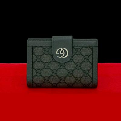 極美品　GUCCI グッチ　折り財布　レザー×キャンバス　GG柄　ブラック　希少 美品 オールドグッチ ☆ ヴィンテージ GG柄キャンバス レザー 折財布