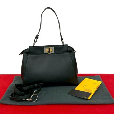 極美品 FENDI フェンディ ピーカブー レザー ブラック ハンドバッグ FENDI フェンディ セレリア ピーカブー ハンドバッグ レディース