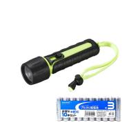 YAZAWA LED防水ラバーライト + アルカリ乾電池 単3形10本パックセット Y06R03GN+HDLR6/1.5V10P | リトルトゥリーズ