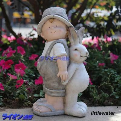 北欧雑貨、32センチ陶器人形、ガーデニング雑貨、ガーデン人形 陶器