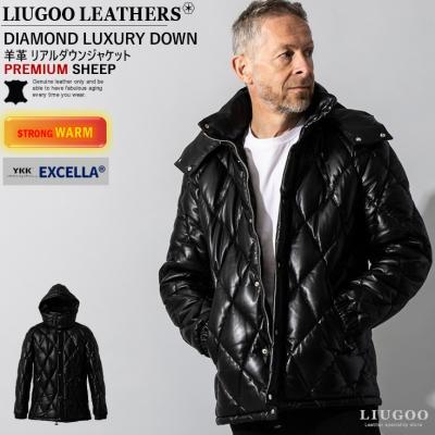 リューグーレザー レザーダウンジャケット Liugoo Leathers LIUGOO 本革 3WAY ダウンジャケット メンズ