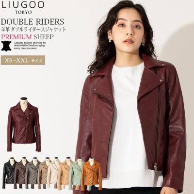 美品　LIUGOO レザージャケット　X L Liugoo Leathers 本革 ウィングネックシングルライダース