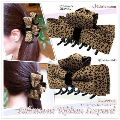 ꫛꫀꪝ【レオパード柄ファブリック】ベビーヘアクリップキッズヘアクリップ