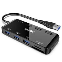 atolla USB3.0ハブ sdカードリーダー、3ポートusb hub 3.0 + SD・microSDカードリーダー、on/off電源スイッチ付き、5Gbps 高速データ転送, 軽量 コン | Lo&Lu