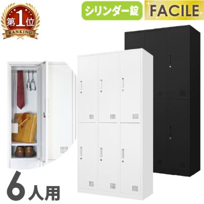 FACILE 2人用スリムロッカー ホワイト ロッカー 2人用 シリンダー錠 スリム 1列2段 FAC-S2-2（商品番号