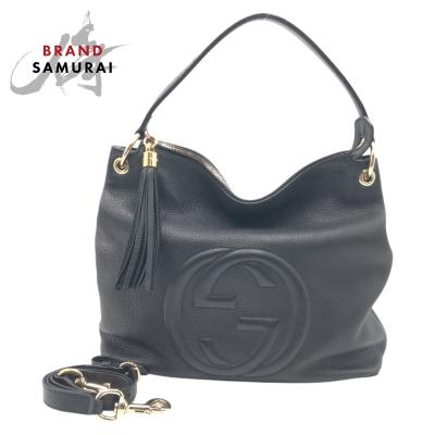【極美品✨】グッチ ボディバッグ インターロッキングG ソーホー シボレザー 黒 GUCCI グッチ ソーホー インターロッキングG ブランドオフ