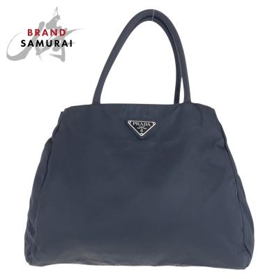 【美品】PRADA テスートナイロン トートバッグ シロゴ プレート イタリア製 PRADA 美品 プラダ テスート 三角ロゴプレート ブラック 黒