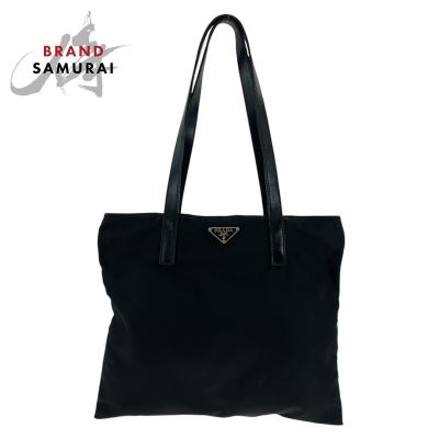 【良品】プラダ　テスート ナイロン トートバッグ ロゴ刺繍 黒　肩掛け　大容量 楽天市場】美品 PRADA プラダ テスート 三角ロゴプレート