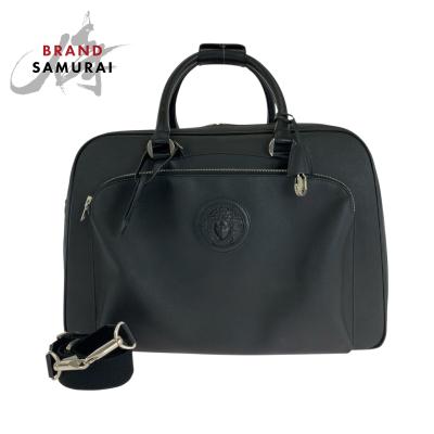 【美品】ヴェルサーチ ボストンバッグ メデューサ ビジネス 大容量 レザー 黒 ヴェルサーチ バッグ（VERSACE／メンズボストンバッグ）｜バッグ