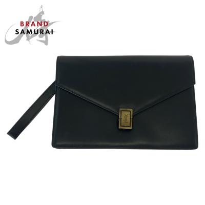 極美品■イヴサンローラン　YSL　本革　クラッチバッグ　ビジネス　A4収納可能 YVES SAINT LAURENT ysl Vステッチ クラッチバッグ サンローラン
