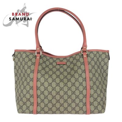 GUCCI（グッチ） 美品 ピンク グレー ゴールド金具 GGスプリーム