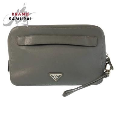 プラダ・PRADA・サフィアーノ・グレー PRADA プラダ 二つ折り財布 コンパクト財布 サフィアーノ レザー