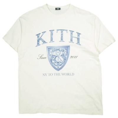 【中古】キスニューヨークシティ KITH NYC TO THE WORLD リバティ アップル ロゴ プリント 半袖Tシャツ S 黒 ブラック kith tシャツ（メンズ半袖Tシャツ、カットソー）｜トップス