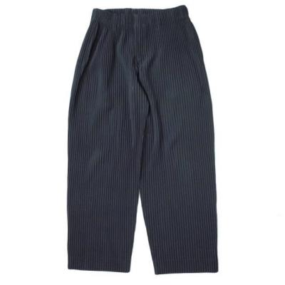 オムプリッセ 22ss LENO STRIPE MULTI STRIPED DOBBY CHINO BELTED HIGH WAIST PANTS(XS Navy
