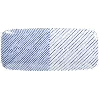 白山陶器 長焼皿 青 重ね縞 (約)25×11cm KASANEJIMA 波佐見焼 日本製 | エルアールストア