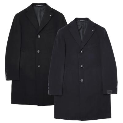 <美品>TAGLIATORE カシミヤウール ブラック チェスターコート 50 送料無料】シングル チェスターコート カシミヤ 52