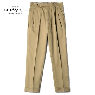 【極美品】ベルウィッチ SCOTCH 2アジャスター付 シルク混 50 伊製 コットンストライプ 2インプリーツアジャスターパンツ【SCOTCH/SB1087