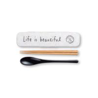 《SHOWA(正和)》L/B スプーン・箸セット スタンプ ホワイト [LIFE IS BEAUTIFUL]【メール便対応可能】 | Lush Life