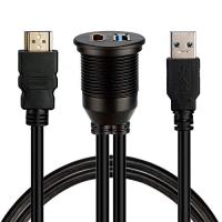 Drmtru スズキ 新型ジムニー&amp;シエラ 車用 HDMI&amp;USB3.0 延長パネル HDMI&amp;USBアダプタセット 防水ケーブル ダッシュボー | LUXSPEI