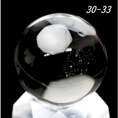 天然水晶玉(30mm級) 氷のような天然水晶玉 30mm 高級アカシア3点セット 浄化プレート