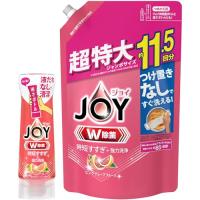 【まとめ買い】 ジョイ W除菌 食器用洗剤 ピンクグレープフルーツの香り 逆さボトル 290mL + 詰め替え 超特大ジャンボ 1490mL | M.