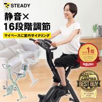 MONOQLOベストバイ受賞 フィットネスバイク マット付き  静音 家庭用 背もたれ付き 折りたたみ 16段階 エアロバイク 心拍計 有酸素運動 365日保証 STEADY ST120