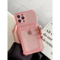 【Japan Platina】 iPhone12 (ピンク) 6.1インチ アイフォン12 ケース カバー ポケット付き カード収納 クリア スマホケ | Mago8go8
