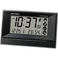 リズム(RHYTHM) 目覚まし時計 電波時計 温度 湿度 カレンダー インフルエンザ 黒 8.8x14.3x4.2cm 8RZ207SR02 | Mago8go8