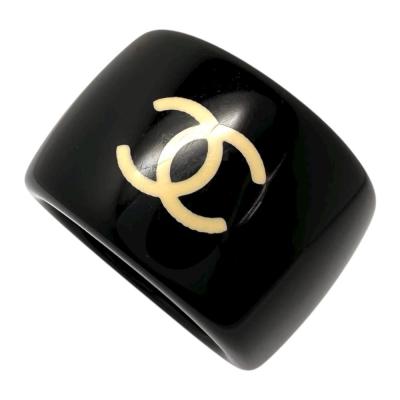 ✨希少✨CHANEL ココマーク COCO プラスチックリング ブラック 01P バイセル公式】シャネル ロゴ リング ココマーク COCO リング