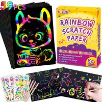 pigipigi Scratch Paper Art for Kids - 59 Pcs Magic Rainbow Scratch Paper | 眞屋