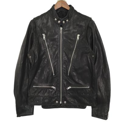 美品】 DIESEL レザージャケット シングル ライダース 肩ロゴ 黒 S