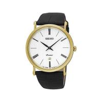 腕時計 セイコー メンズ SKP396 SEIKO Premier White Dial Black Leather Men's Watch SKP396P1 | マニアックス Yahoo!店