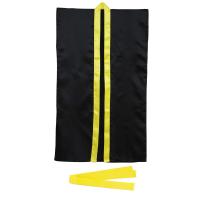 サテンロングハッピ Lサイズ 黒/黄襟 ハチマキ付 子供用衣装 イベント用品 アーテック | まんてんライフ