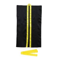 ソフトサテンロングハッピ Lサイズ 黒/黄襟 ハチマキ付 子供用衣装 イベント用品 アーテック | まんてんライフ