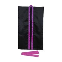 サテンロングハッピ Jサイズ 黒/紫襟 ハチマキ付 子供用衣装 イベント用品 アーテック | まんてんツール