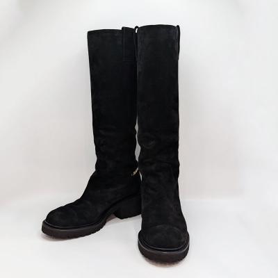 CHANEL ロングブーツ 黒スエード CHANEL】シャネル サイハイブーツで際立つエレガンスを (CHANEL