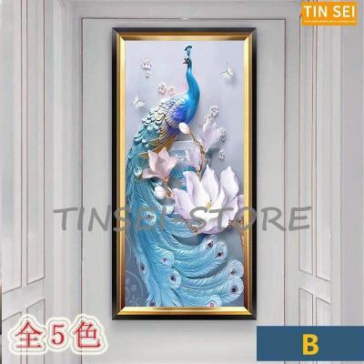 リビングルームの壁画垂直芸術の油絵玄関ホールのポーチ壁 掛け絵画（孔雀の絵） リビングルームの壁画垂直芸術の油絵玄関ホールのポーチ壁