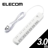 マルチタップ ELECOM エレコム T-E6A-2630WH 省エネタップ 個別スイッチ ほこり防止シャッター付 6個口 3m ホワイト | MAXZEN Direct Yahoo!店