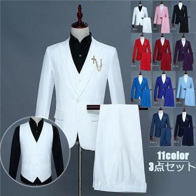 【美品】レッド　スーツ　セットアップ　メンズ　足立　日本製 メンズ レッド スーツ セットアップ ◇関税・送料込