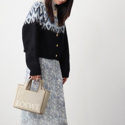 正規店買付【LOEWE】ナチュラル/ブルー LOEWE Font バッグ LOEWE ロエベ バッグ フォント トート スモール ラフィア FONT