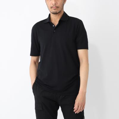 cruciani クルチアーニ ブラック ポロシャツ 48 Cruciani (クルチアーニ) Knit Polo Shirt (ニット ポロシャツ
