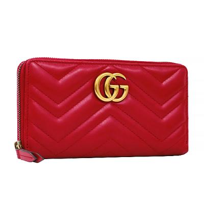 美品】グッチ 長財布 レディース レッド 箱付き