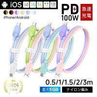 Type-C to Type-C充電ケーブル Type-C to iPhone 長さ0.5m/1m/1.5m/2m/3m PD100W 急速充電 USB2.0規格 ナイロン編み iPhone17充電【PL保険加入済み製品・安心】