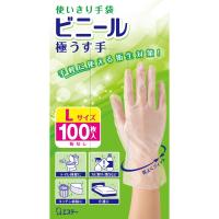 [ 使いきり手袋 ビニール ] 極うす手 掃除用 Lサイズ 半透明 100枚 粉なし 左右両用タイプ トイレ掃除 カビ取り 漂白剤の使用時 キッチン掃 | meki5