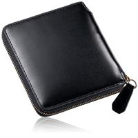 [ムラ] 財布 メンズ 二つ折り 本革 ファスナー 10枚カード収納 コードバン調 小銭入れ (ブラック) | meki5
