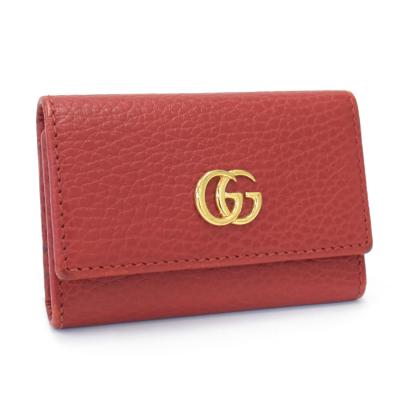 ダブルG グッチ キーケース 6連 456118 GGマーモント レザー レッド