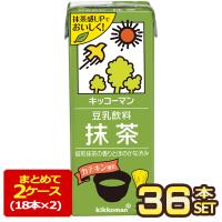 キッコーマン豆乳飲料 抹茶200ml 紙パック×36本[18本×2箱] [賞味期限：製造より90日]【3〜4営業日以内に出荷】 送料無料 | めしや Yahoo!ショッピング店