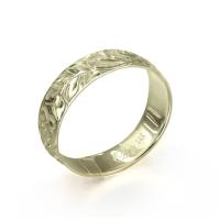  14Kグリーンゴールド バレル 幅4mm 厚み1.2mm マイレ＆カレイキニ ノーエッジ リング GB4C-E