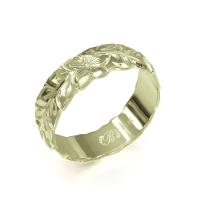  14Kグリーンゴールド バレル 幅6mm 厚み1.2mm マイレリーフ カットアウト リング GB6B-A